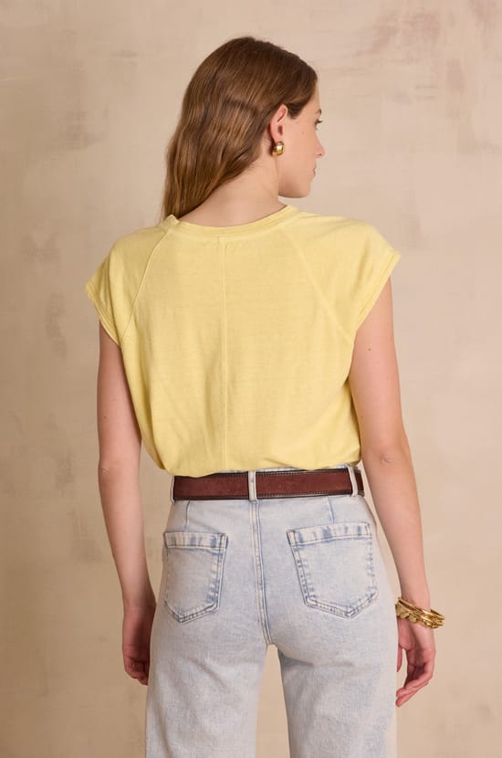 AURA T-shirt in hemp and cotton;${refinementColor}