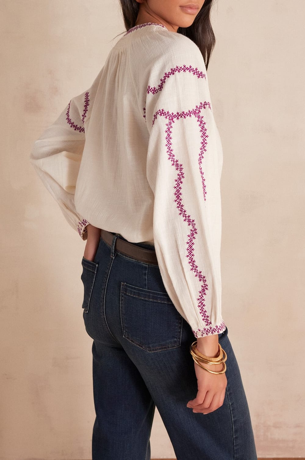 Blouse SULLY en coton et lin;${refinementColor}