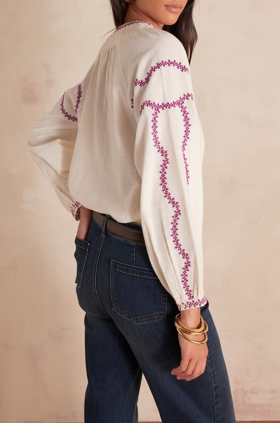 Blouse SULLY en coton et lin;${refinementColor}