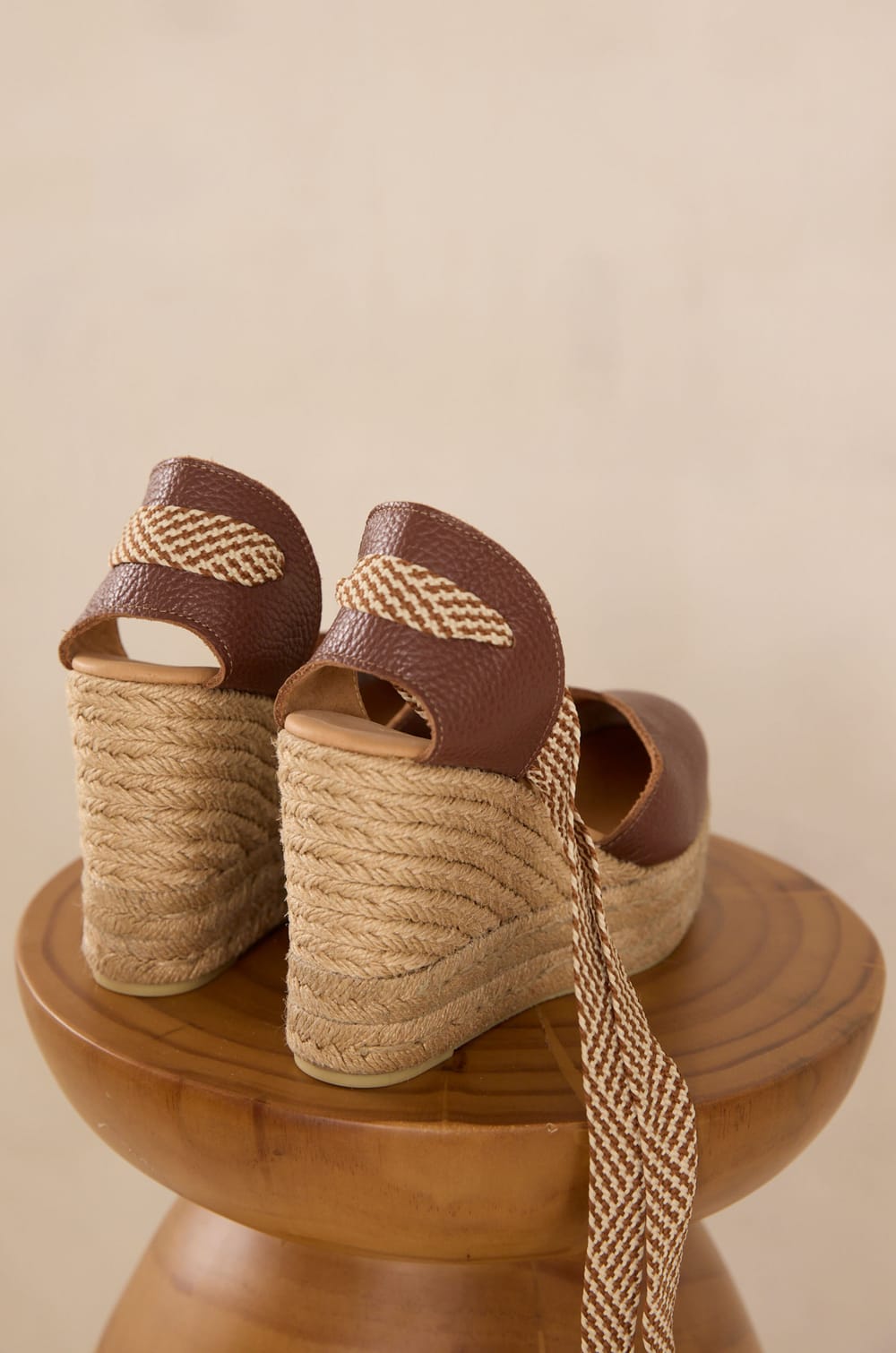 STAN leather wedge espadrilles;${refinementColor}
