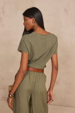 Pretty short sleeve cotton top;${refinementColor}