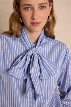 SANDRINE cotton striped shirt;${refinementColor}
