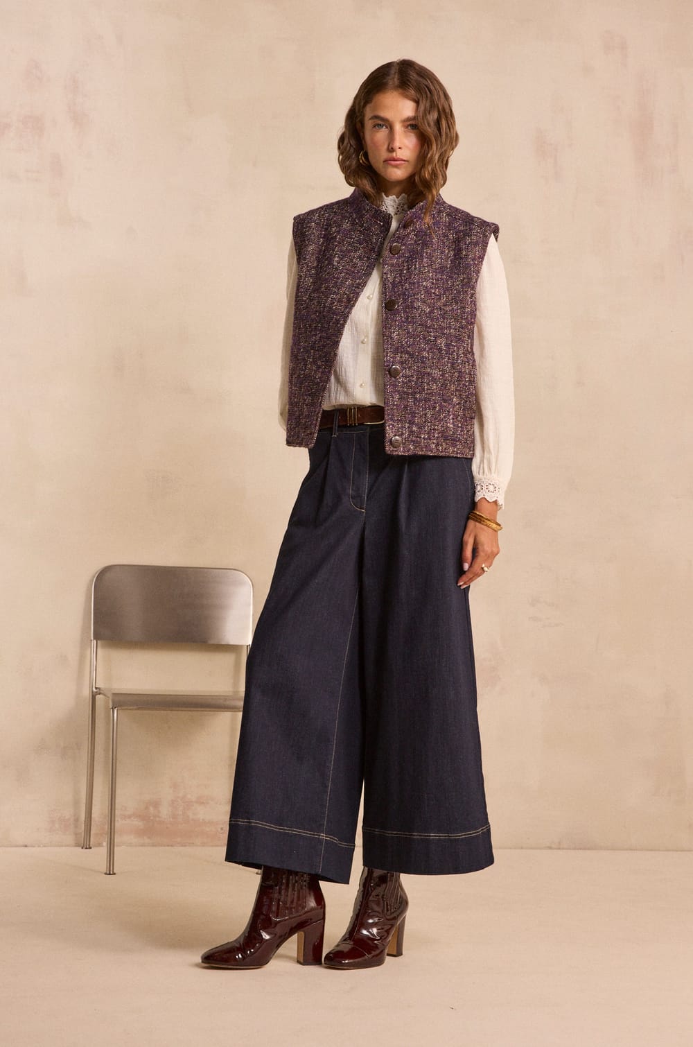 Long sleeve cotton blouse MEDEA;${refinementColor}