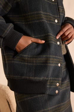 KIM checked wool bomber jacket;${refinementColor}