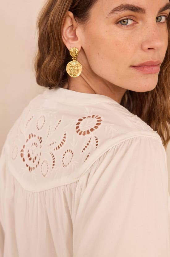 Blouse Manches Longues Coton M&eacute;lang&eacute; DOLLY;${refinementColor}