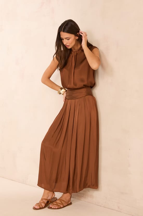 Fluid satin skirt VANINA;${refinementColor}