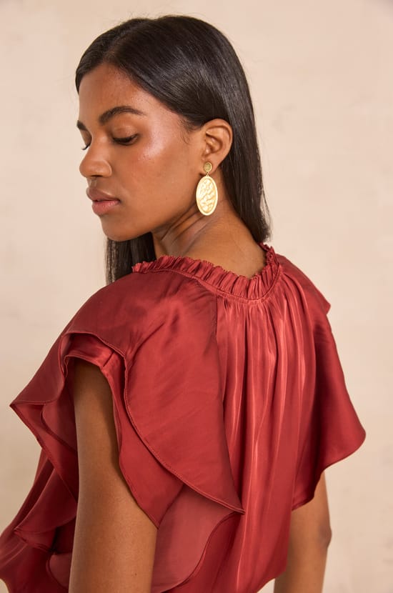 SCARLETT satin sleeveless blouse;${refinementColor}