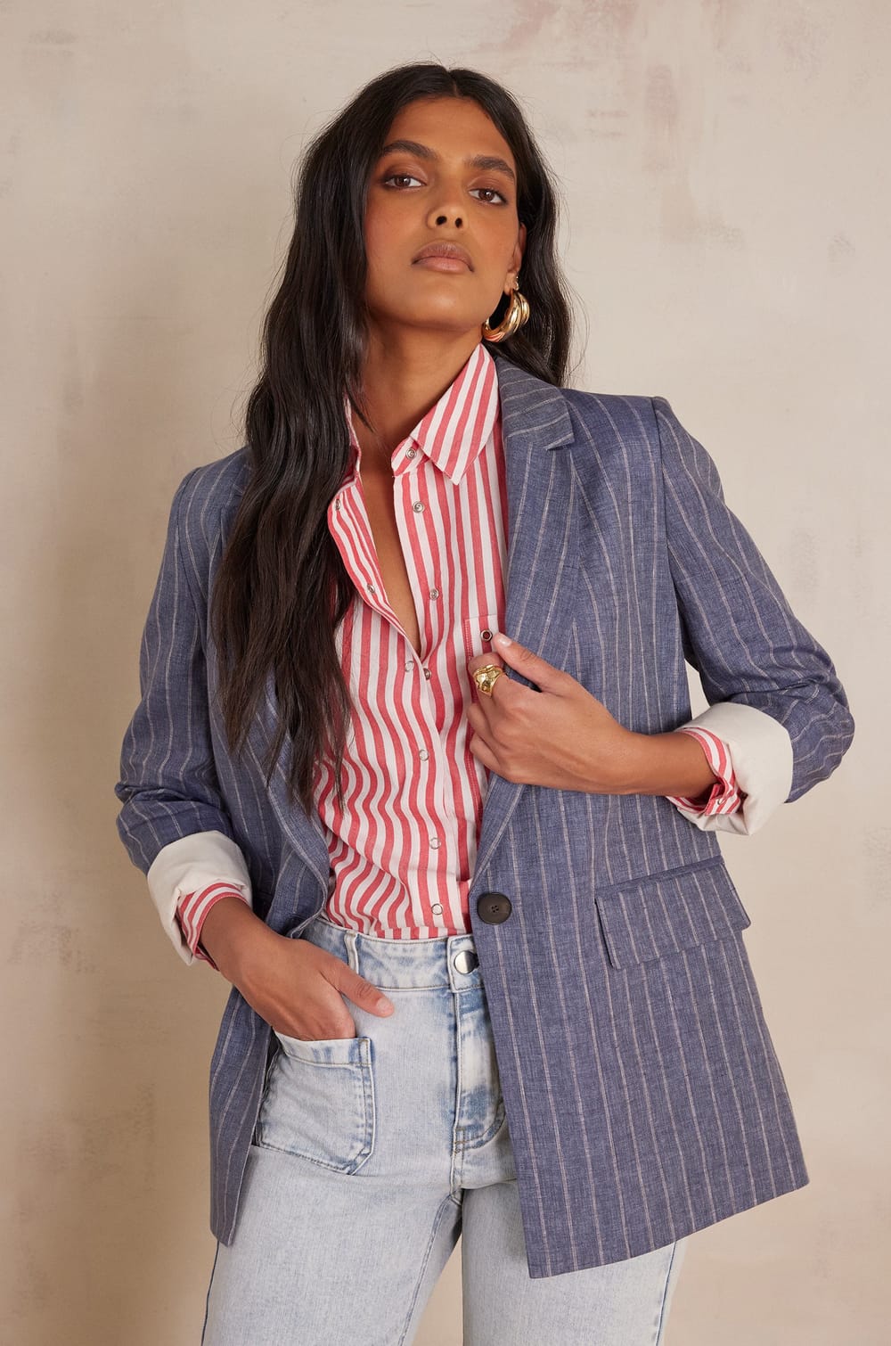 NELIA linen jacket;${refinementColor}