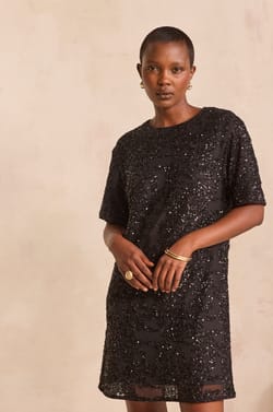 Embroidered sequin dress PARADIS;${refinementColor}