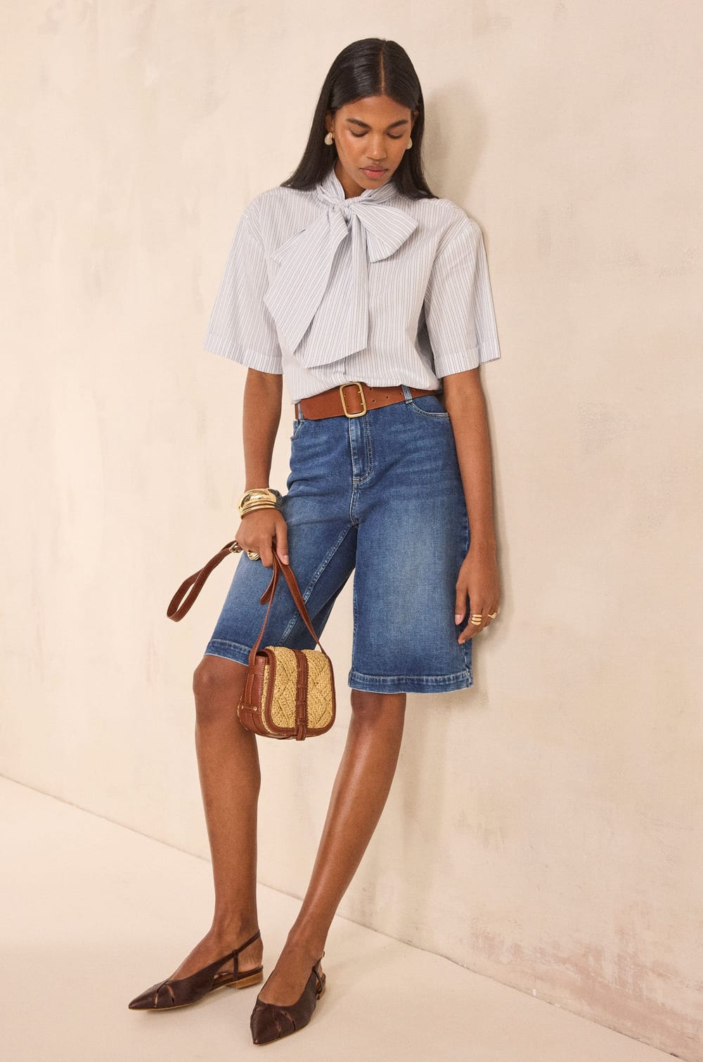 Mixed cotton Bermuda RAYAN;${refinementColor}