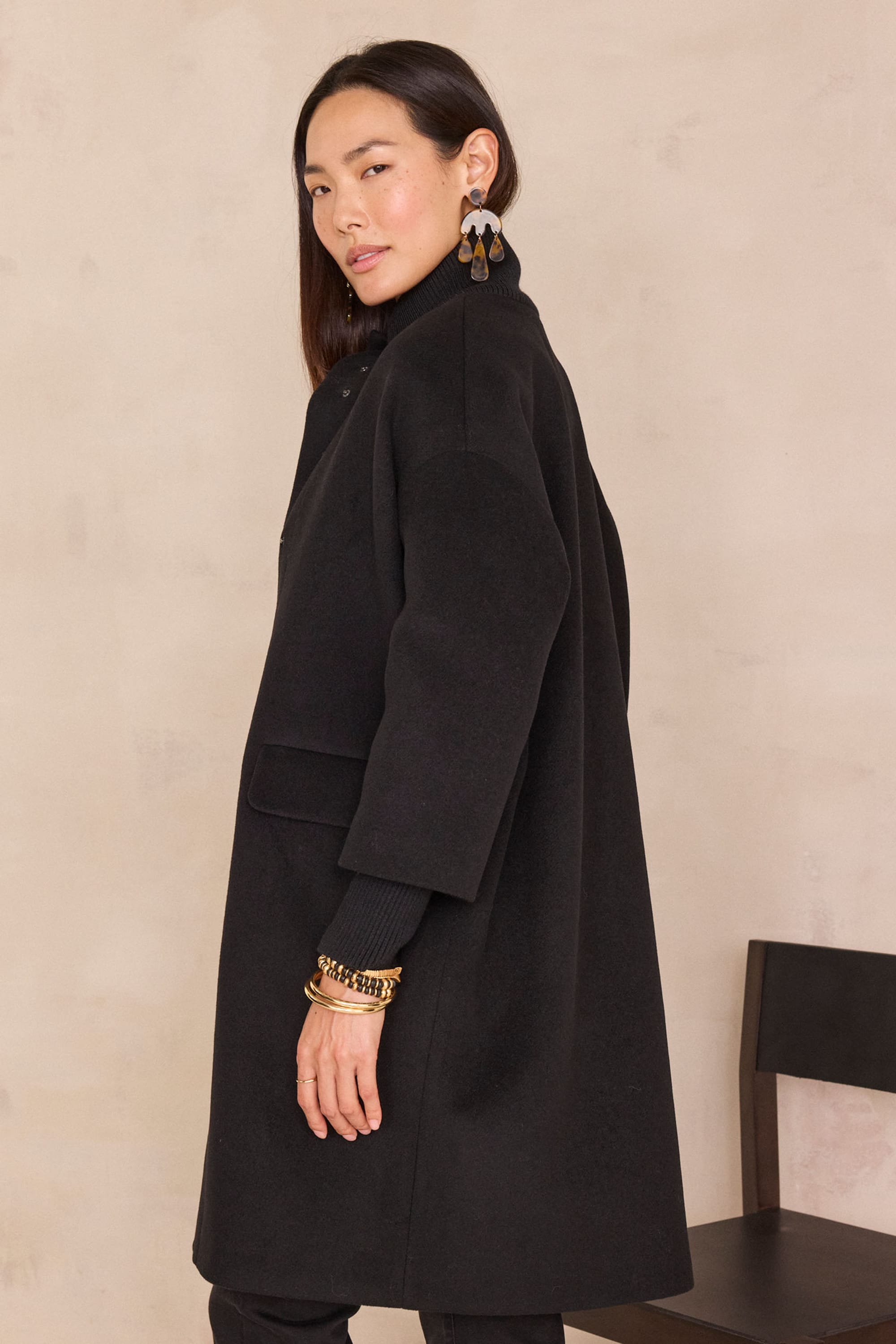MAGDA mid-length coat woman | BLACK | Maison 123