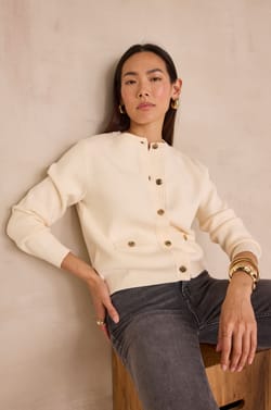 Cardigan with visible seams PETERSON;${refinementColor}