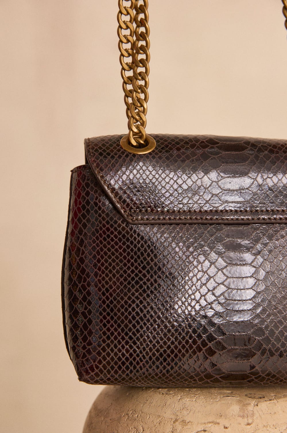 Small chocolate leather bag LEON;${refinementColor}