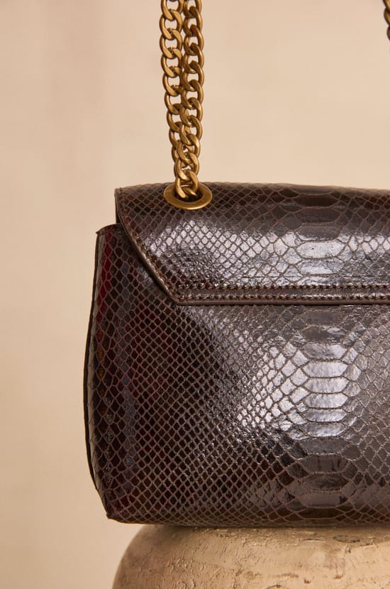 Small chocolate leather bag LEON;${refinementColor}