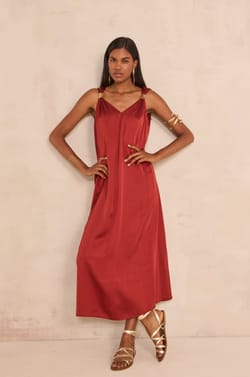 Penelope straight dress with straps;${refinementColor}