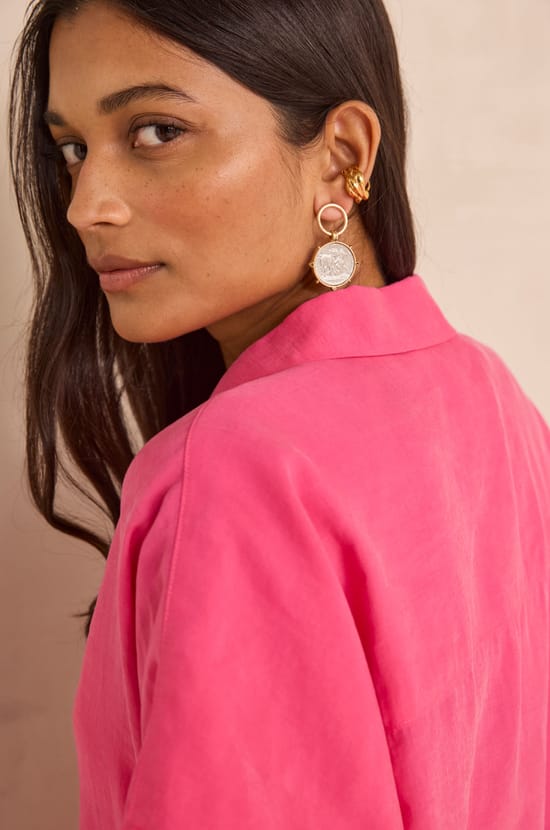 NAYAA short sleeve shirt dress;${refinementColor}
