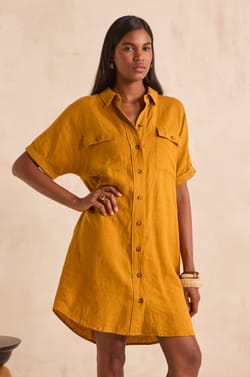 Straight linen shirt dress LAYA;${refinementColor}