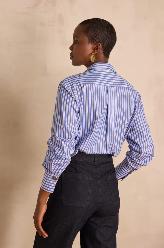 ESMERALDA 100% cotton striped shirt;${refinementColor}