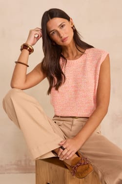 Sleeveless cotton blend sweater PASSION;${refinementColor}