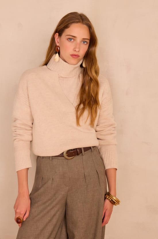 V-Ausschnitt-Pullover BALTHAZAR aus Wolle;${refinementColor}