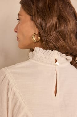 Mint cotton long sleeve blouse;${refinementColor}
