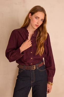 SERAPHINE velvet blouse in 100% cotton;${refinementColor}