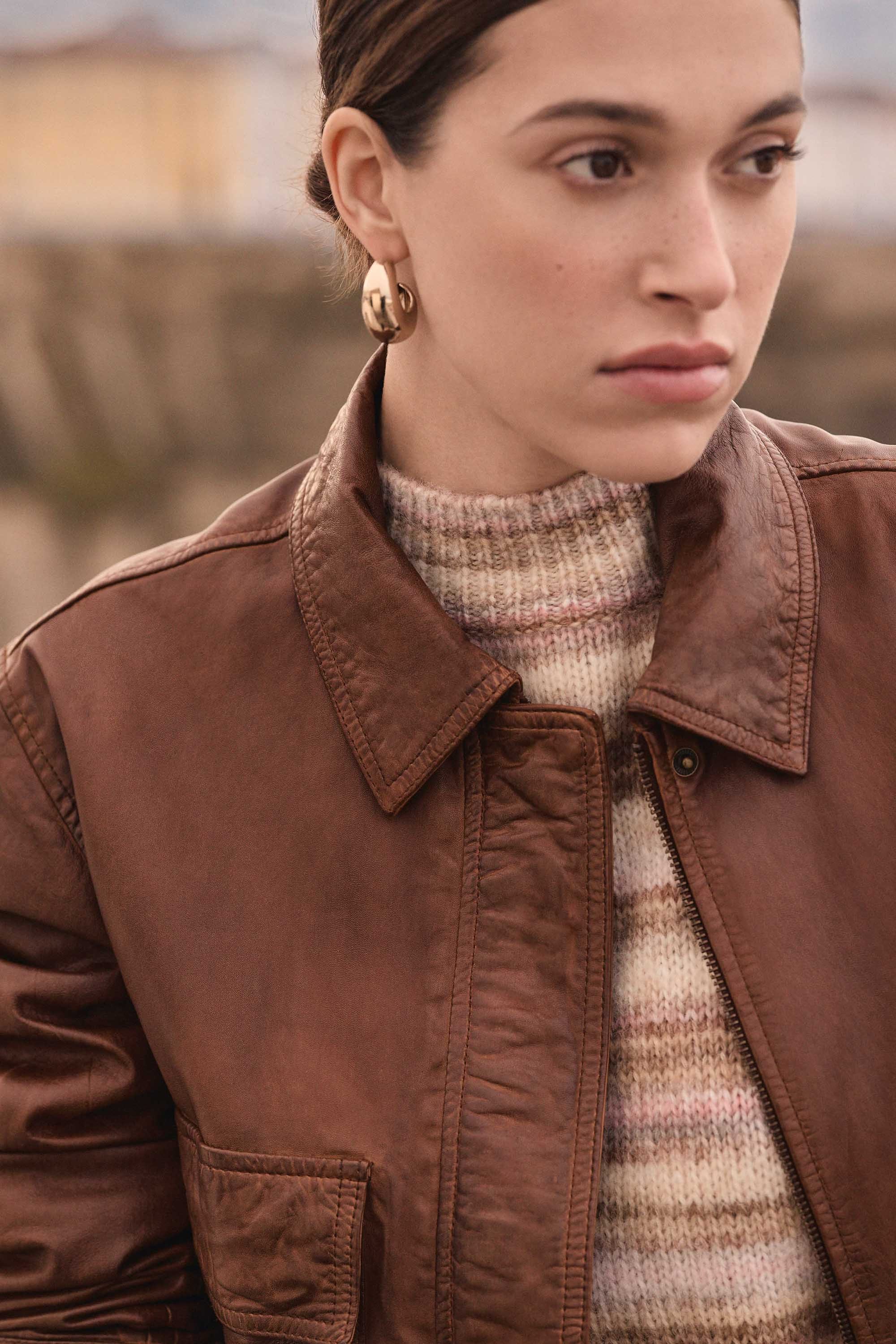 COCO leather jacket woman | CINNAMON | Maison 123