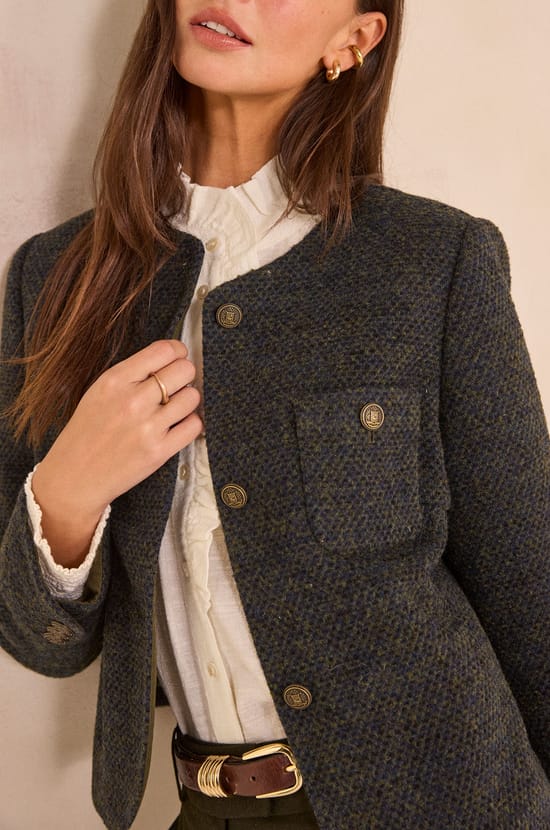 PIA long sleeve mixed wool jacket;${refinementColor}