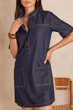 Robe RITA en coton denim;${refinementColor}