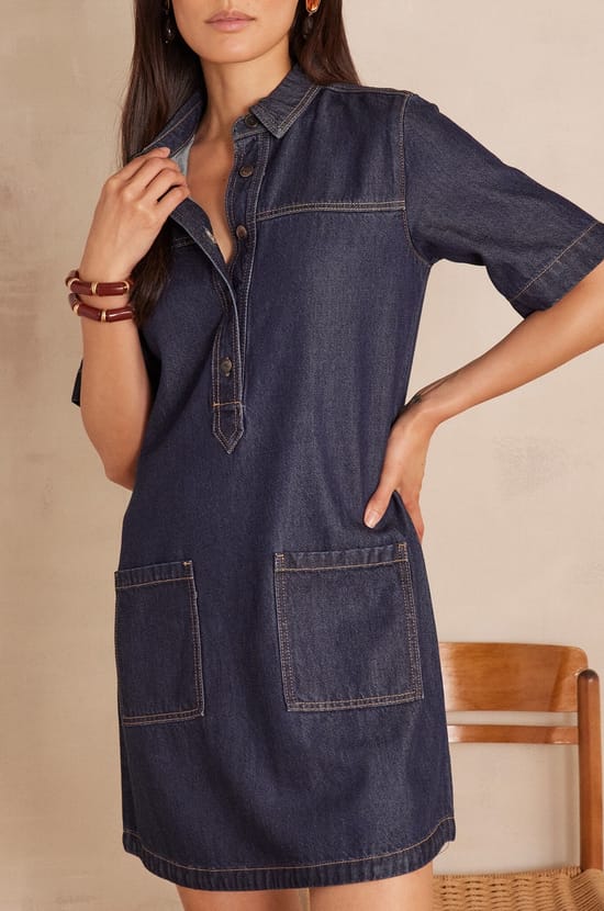 Robe RITA en coton denim;${refinementColor}