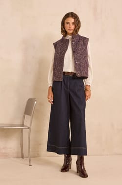 Wide cotton blend pants SYDNEY;${refinementColor}