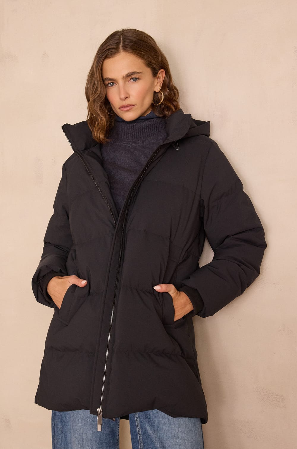 DINA mid-length puffer jacket;${refinementColor}