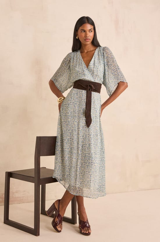 Straight dress with BALMA print;${refinementColor}