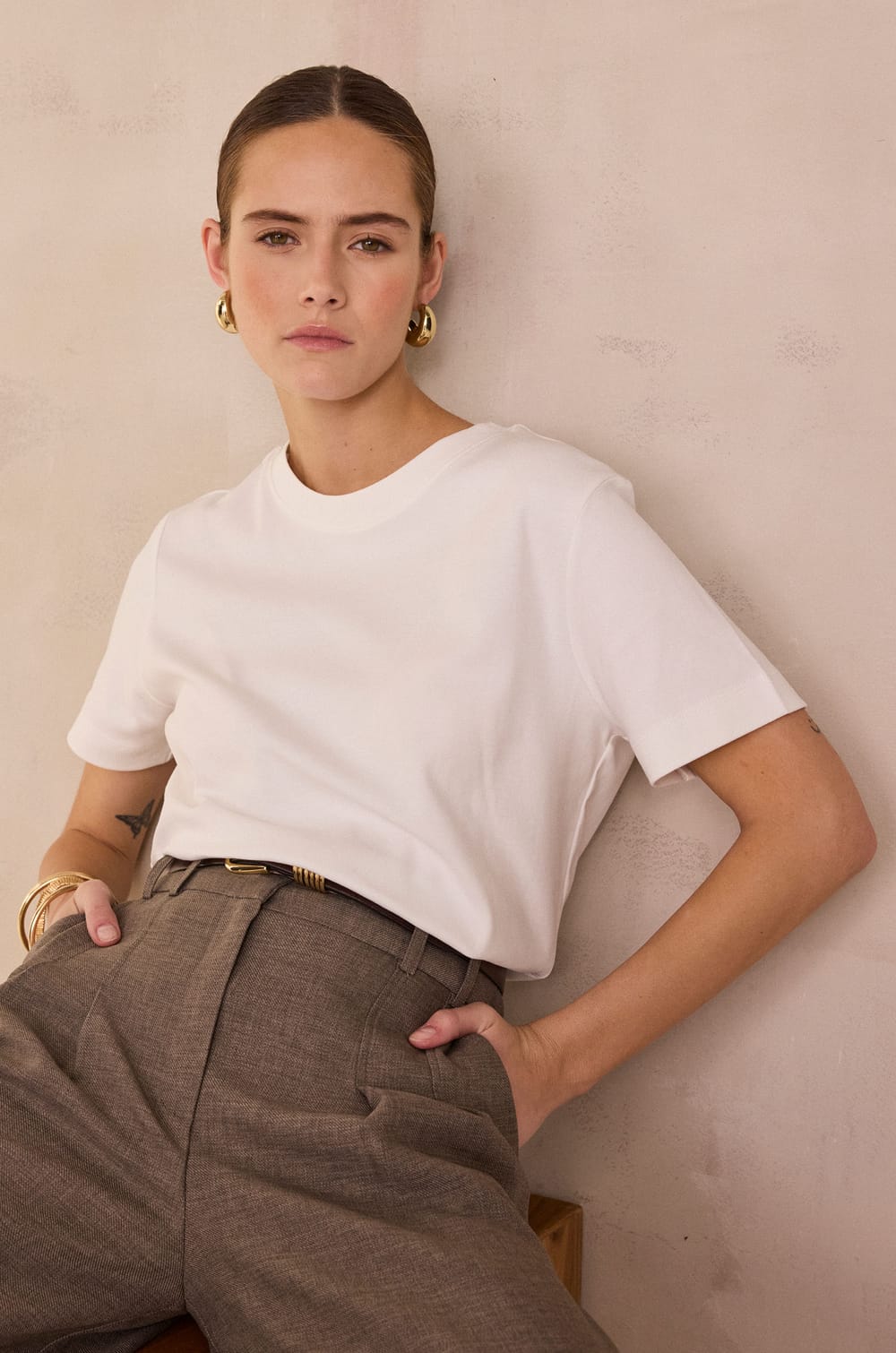 Short-sleeved T-shirt in 100% cotton LENI;${refinementColor}