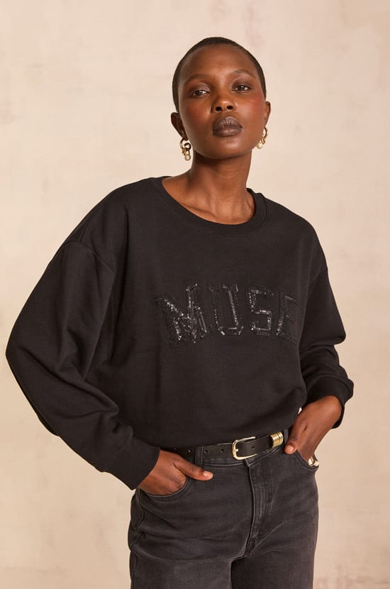 MUSE sequined detail sweatshirt;${refinementColor}