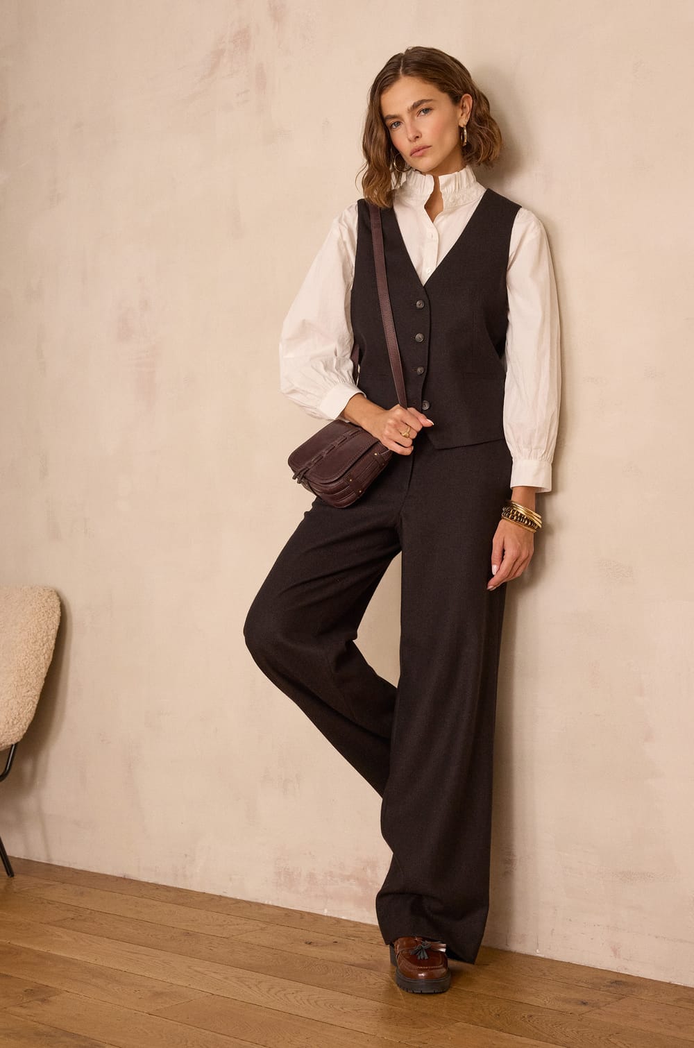 FERGUSON herringbone wool trousers;${refinementColor}