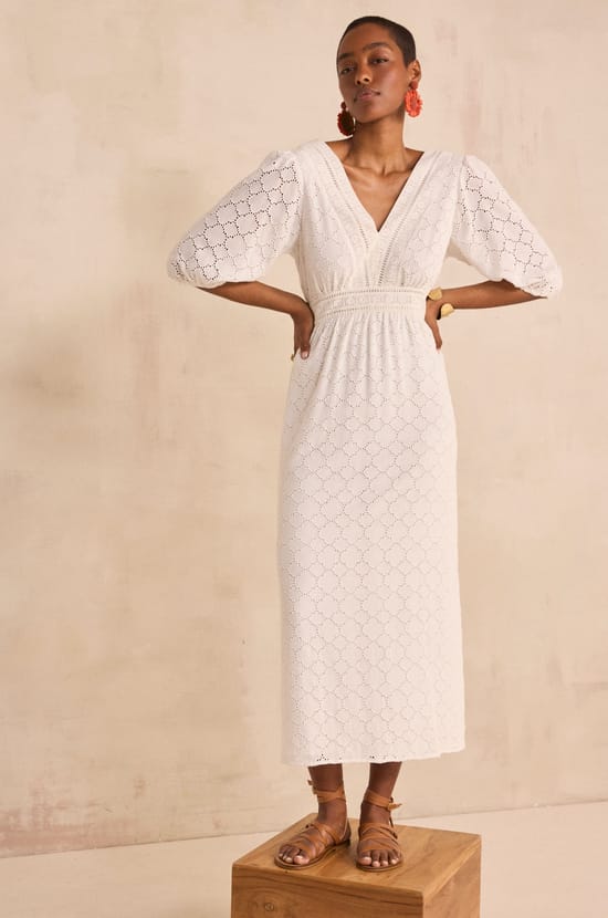 Embroidered long dress BIJOU;${refinementColor}