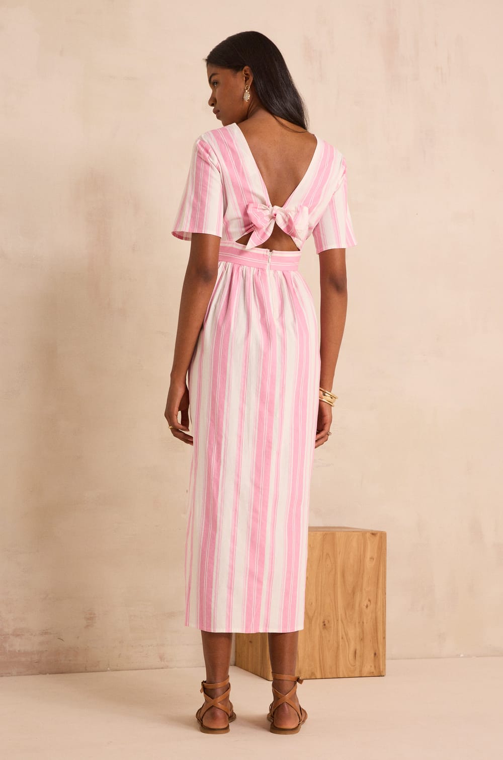Striped cotton A-line dress PRIMEROSE;${refinementColor}