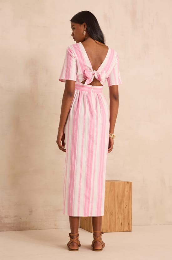Striped cotton A-line dress PRIMEROSE;${refinementColor}