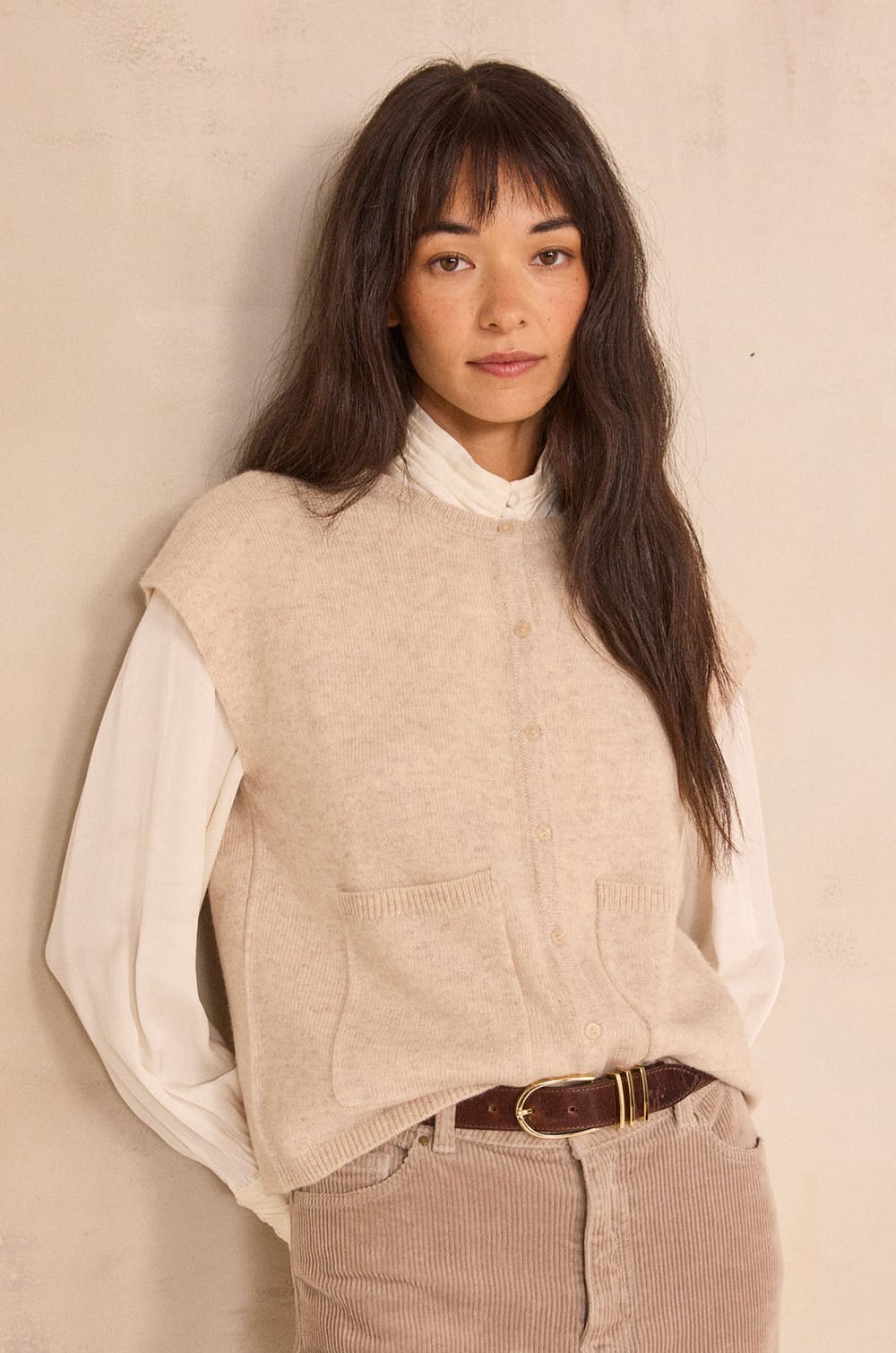 ADAM sleeveless dense knit sweater;${refinementColor}