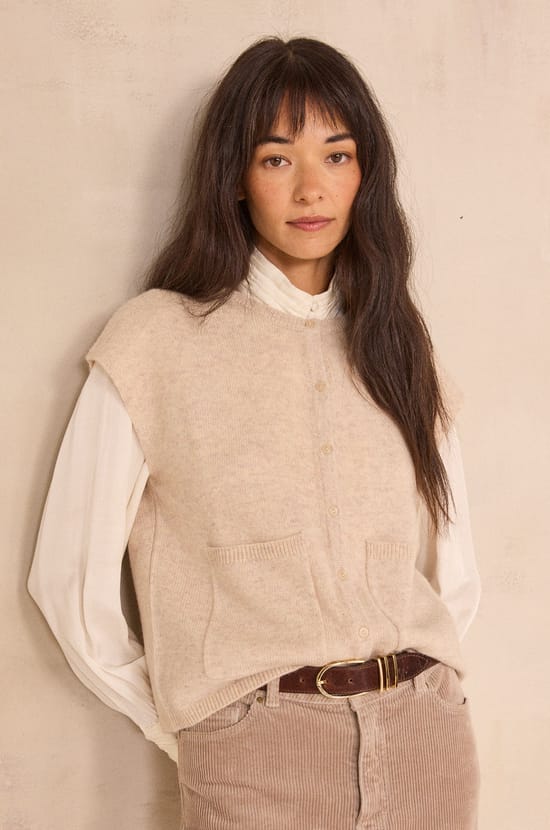 ADAM sleeveless dense knit sweater;${refinementColor}
