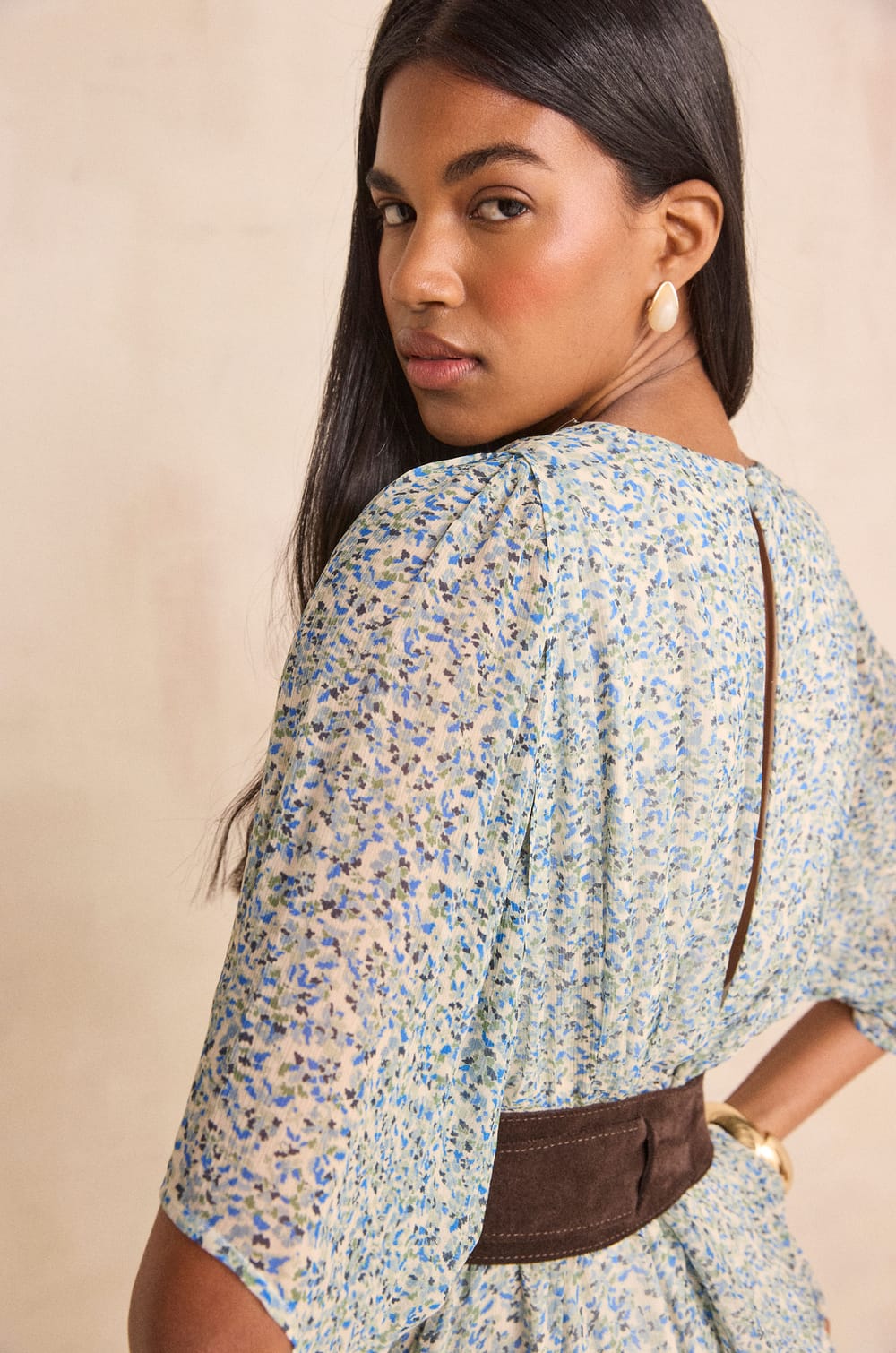 Straight dress with BALMA print;${refinementColor}