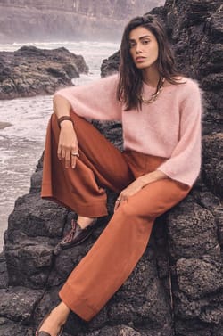 Loose fit cotton blend pants LUCE;${refinementColor}