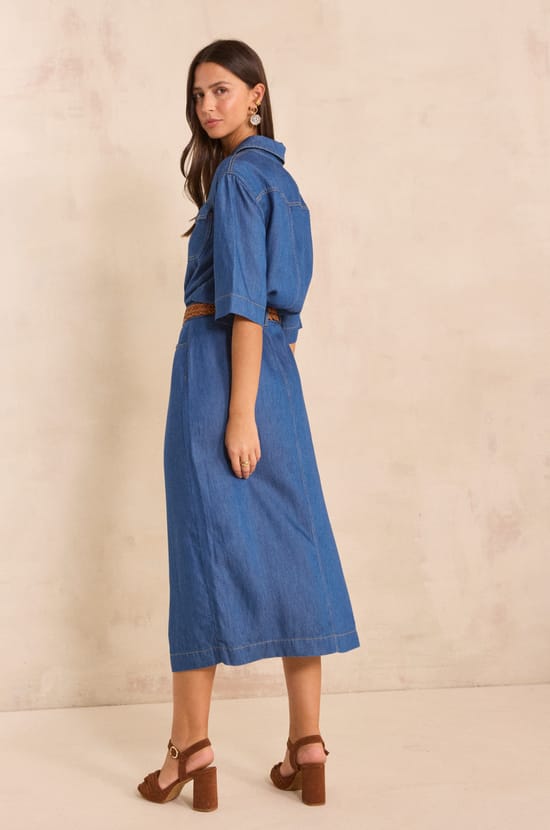 Robe chemise en denim BRUNA;${refinementColor}
