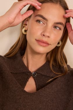 Long sleeve chocolate sweater in wool ANDREA;${refinementColor}