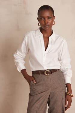 MANDIE V-neck blouse in cotton;${refinementColor}