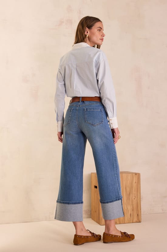 RUBY cropped jeans with turn-ups;${refinementColor}