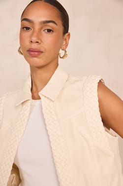 VANESSA braided sleeveless jacket;${refinementColor}