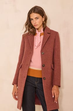 Anabelle long sleeve mixed wool coat;${refinementColor}