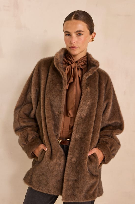 CYNTHIA fur effect coat;${refinementColor}